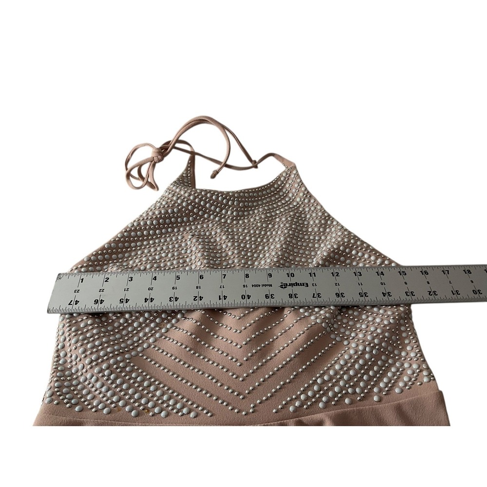 B. Darlin Womens Pink Studded Pearl Halter Fit & Flare Skater Dress Size 11/12 - Picture 6 of 9